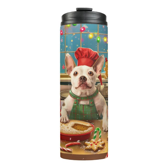 Bull Terrier Holiday Baking: Festliche Weihnachten Thermosbecher (Vorderseite)
