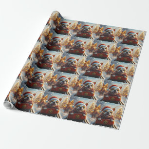 Bull Terrier Hund Achterbahn Weihnachten Geschenkpapier