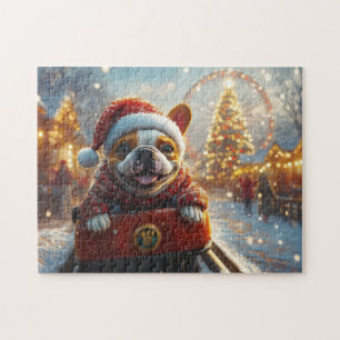 Bull Terrier Hund Achterbahn Weihnachten Puzzle