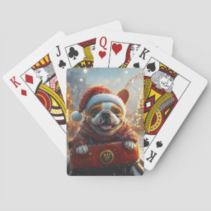 Bull Terrier Hund Achterbahn Weihnachten Spielkarten