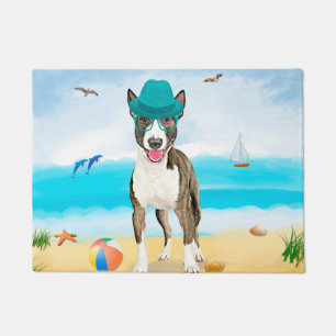 Bull Terrier Hund am Strand Fußmatte