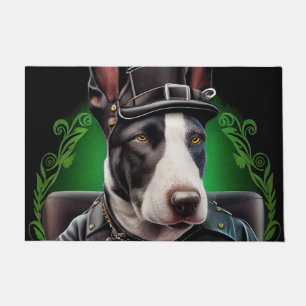 Bull Terrier Hund fährt Fahrrad St. Patrick's Day Fußmatte