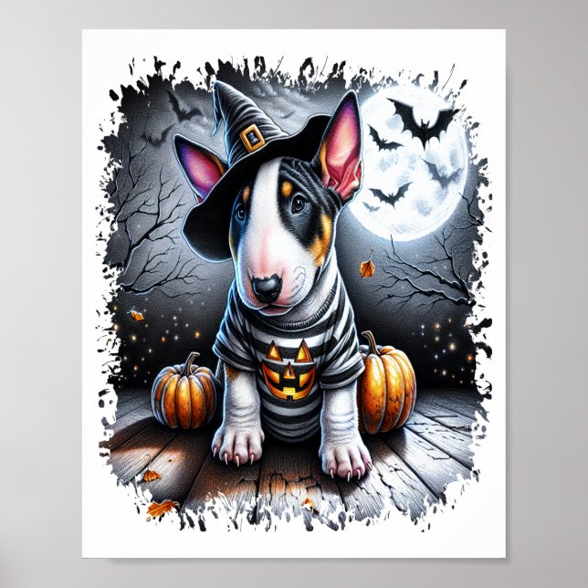Bull Terrier Hund Halloween Poster (Vorne)