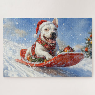 Bull Terrier Hund im Schlitten Lass es schneien We Puzzle