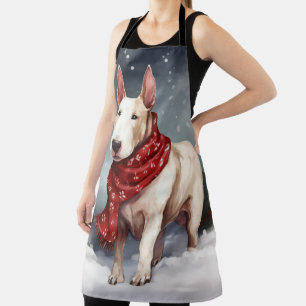 Bull Terrier Hund im Schnee Weihnachten Schürze
