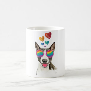 Bull Terrier Hund mit Herzchen Valentinstag Kaffeetasse