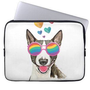Bull Terrier Hund mit Herzchen Valentinstag Laptopschutzhülle