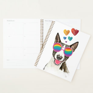 Bull Terrier Hund mit Herzchen Valentinstag Planer