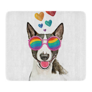 Bull Terrier Hund mit Herzchen Valentinstag Schneidebrett