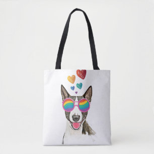 Bull Terrier Hund mit Herzen Valentinstag
