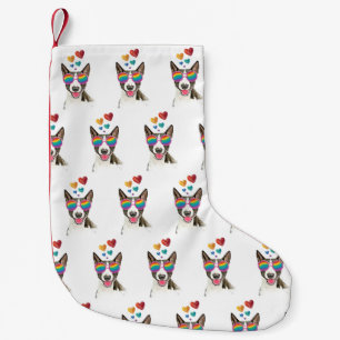 Bull Terrier Hund mit Herzen Valentinstag  Kleiner Weihnachtsstrumpf