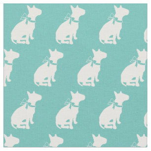 Bull Terrier Hund Silhouette Aquamarin Stoff