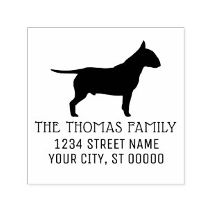 Bull Terrier Hund Silhouette Name Adresse Permastempel