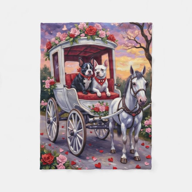 Bull Terrier Hund Valentinstag Fleecedecke (Vorderseite)