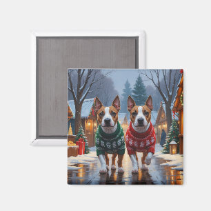 Bull Terrier Hunde Weihnachten Schnee Feiertag Magnet