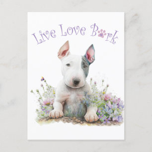 Bull Terrier Hundemutter Floral Postkarte
