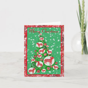 Bull Terrier Hundeschmuck Frohe Weihnachten Tannen Karte