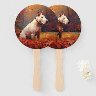 Bull Terrier im Herbst Leaves Fall Inspiriert Fächer