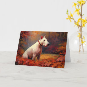 Bull Terrier im Herbst Leaves Fall Inspiriert Karte