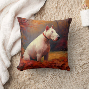 Bull Terrier im Herbst Leaves Fall Inspiriert Kissen