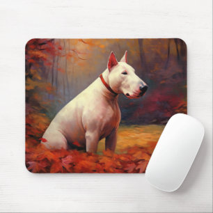 Bull Terrier im Herbst Leaves Fall Inspiriert Mousepad