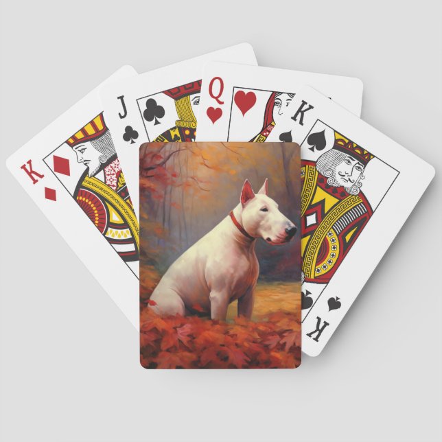Bull Terrier im Herbst Leaves Fall Inspiriert Spielkarten (Rückseite)