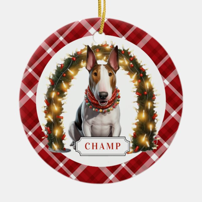 Bull Terrier Keramik Circle Ornament (Vorne)