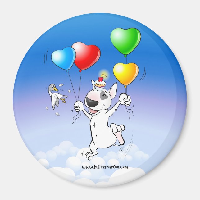 Bull Terrier Kühlschrankmagnet "Happy Birthday" Magnet (Vorne)