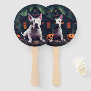 Bull Terrier Kürbisse Halloween Gruselig Fächer