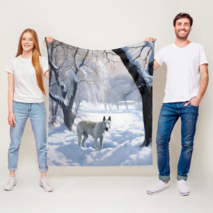 Bull Terrier Lass es Weihnachten schnee Fleecedecke