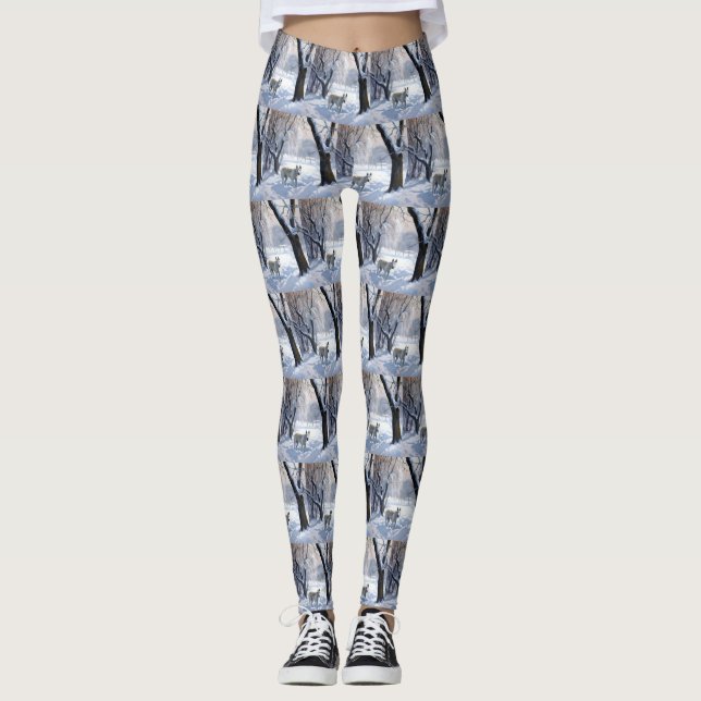 Bull Terrier Lass es Weihnachten schnee Leggings (Vorderseite)