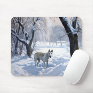 Bull Terrier Lass es Weihnachten schnee Mousepad