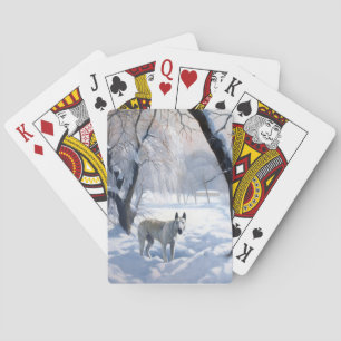 Bull Terrier Lass es Weihnachten schnee Spielkarten