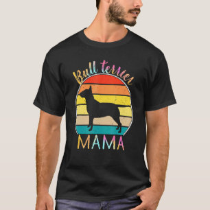 Bull Terrier Mama farbenfrohe Bully Vintag Retro S T-Shirt