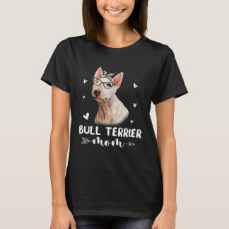 Bull Terrier Mama Leopard Print Hund Muttertag T-Shirt