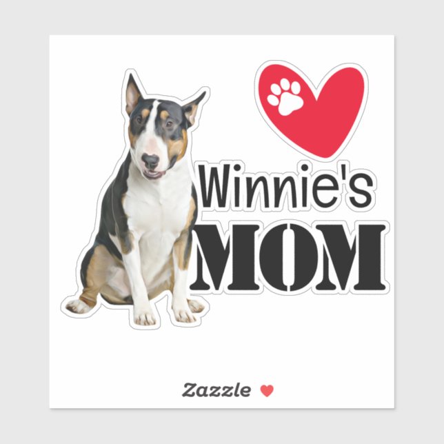 Bull Terrier Mama Personalisiert Sticker (Blatt)