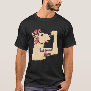 Bull Terrier Mama Tattoo, Gift Bully Mama Dog Eige T-Shirt