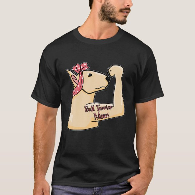 Bull Terrier Mama Tattoo, Gift Bully Mama Dog Eige T-Shirt (Vorderseite)