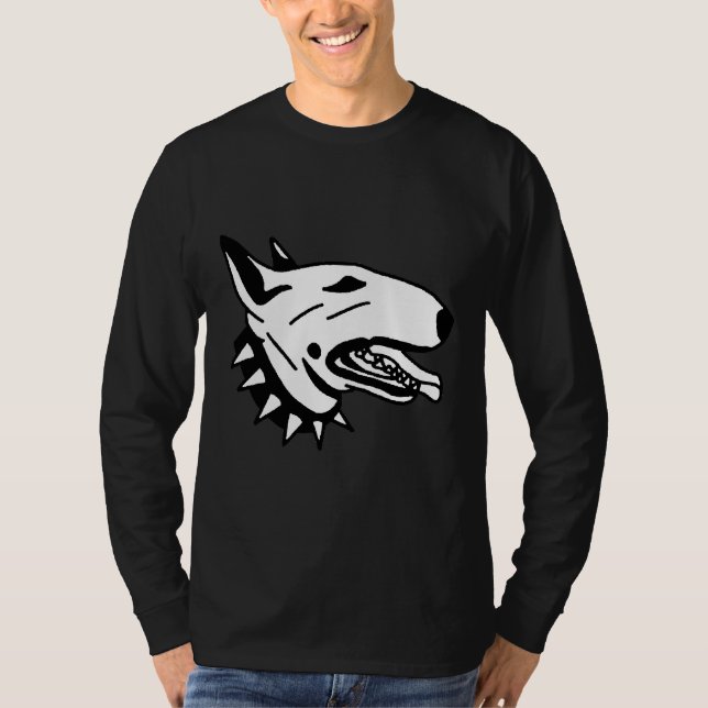 Bull Terrier mit schwarzem Spikkraut T-Shirt (Vorderseite)