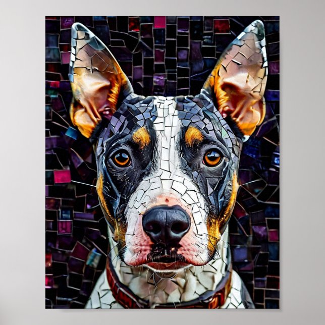 Bull Terrier Mosaik Art Poster (Vorne)