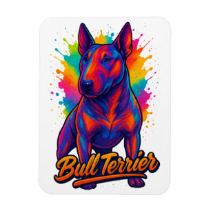 Bull Terrier Neon Pop Art – Lebendige Farbige Hund Magnet