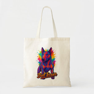 Bull Terrier Neon Pop Art – Lebendige Farbige Hund Tragetasche