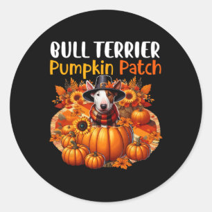 Bull Terrier Niedlich Patch Erntedank Pumpkins fal Runder Aufkleber