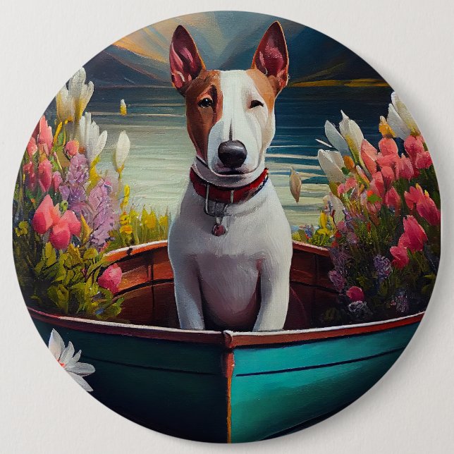 Bull Terrier on a Paddle: Ein Landschaftliches Abe Button (Vorderseite)