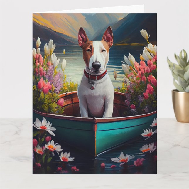 Bull Terrier on a Paddle: Ein Landschaftliches Abe Karte (Kleine Pflanze)
