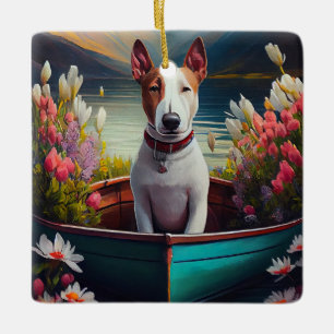 Bull Terrier on a Paddle: Ein Landschaftliches Abe Keramikornament