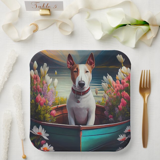 Bull Terrier on a Paddle: Ein Landschaftliches Abe Pappteller (Hochzeit)