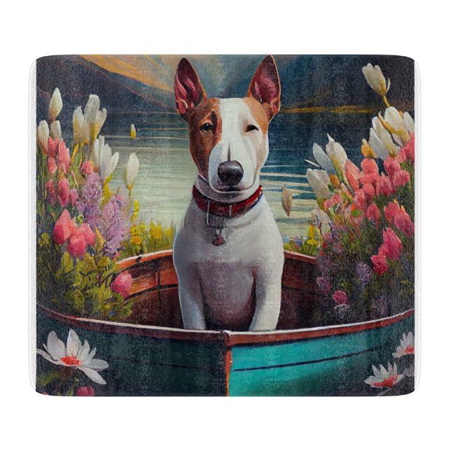 Bull Terrier on a Paddle: Ein Landschaftliches Abe Schneidebrett (Vorderseite)
