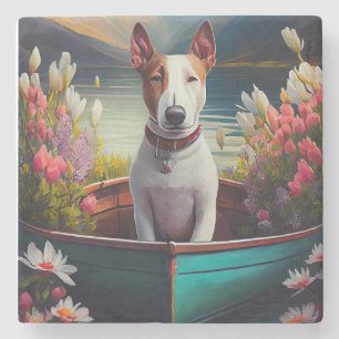Bull Terrier on a Paddle: Ein Landschaftliches Abe Steinuntersetzer