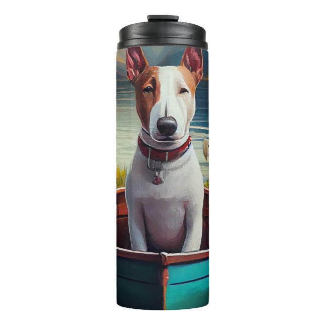 Bull Terrier on a Paddle: Ein Landschaftliches Abe Thermosbecher (Vorderseite)